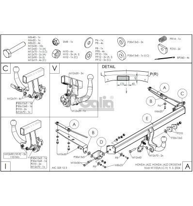 Оцинкованный фаркоп на Honda Jazz H115A